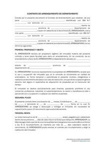 Modelo de contrato de alquiler de departamento en Perú
