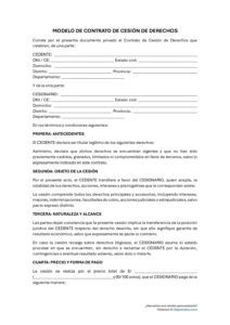 Modelo de contrato de cesión de derechos en Perú