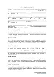 Modelo de contrato de transacción en Perú