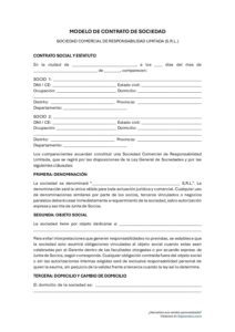 Modelo de contrato de sociedad S.R.L. en Perú